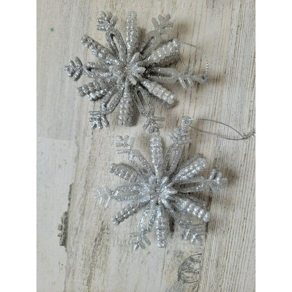 Silver glitter snowflake set ornament xmas decor - Picture 5 of 5